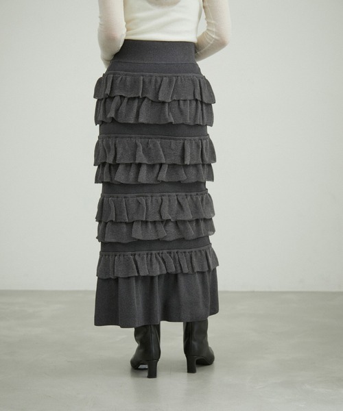 ADAM ET ROPE'（アダムエロペ）の「フリルニットスカート（スカート・レディース・ダークブラウン/ブラック/グレー系その他・FREE）」の16枚目の写真