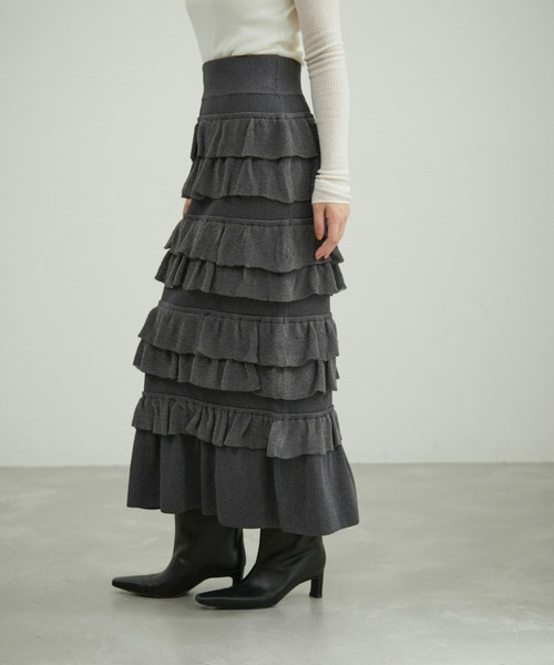 フリルニットスカート（スカート）｜ADAM ET ROPE'（アダムエロペ）の