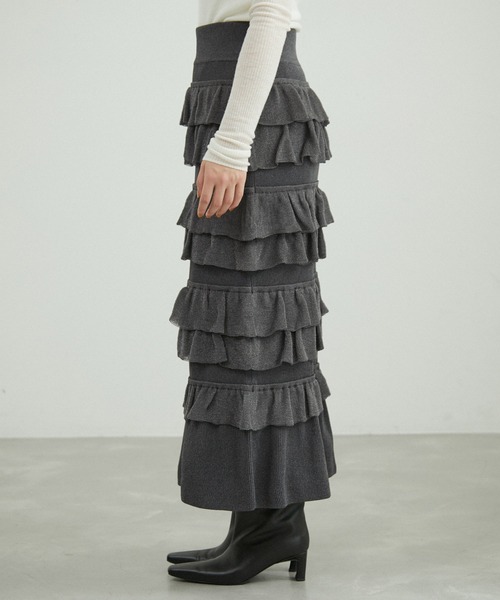 ADAM ET ROPE'（アダムエロペ）の「フリルニットスカート（スカート・レディース・ダークブラウン/ブラック/グレー系その他・FREE）」の19枚目の写真