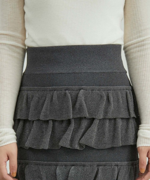 ADAM ET ROPE'（アダムエロペ）の「フリルニットスカート（スカート・レディース・ダークブラウン/ブラック/グレー系その他・FREE）」の21枚目の写真