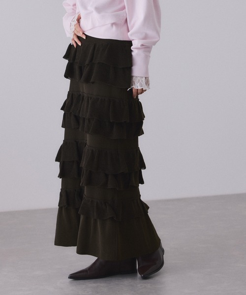 フリルニットスカート（スカート）｜ADAM ET ROPE'（アダムエロペ）の