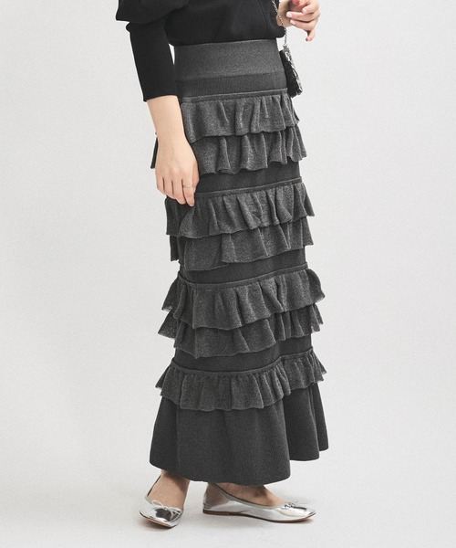 フリルニットスカート（スカート）｜ADAM ET ROPE'（アダムエロペ）の