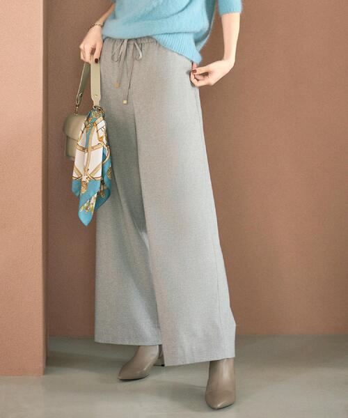 UNTITLED（アンタイトル）の「【きれいめリラクシー/ウエストゴム】ウールサキソニー ワイドパンツ（その他パンツ・レディース・グレー系2/ブラック/ナチュラル/ブラック系1・46/48/50/44/42/04/03/02/01/00）」の4枚目の写真