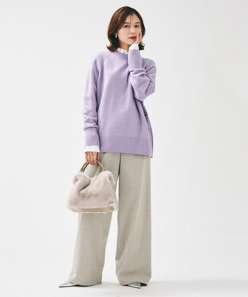 UNTITLED（アンタイトル）の「【きれいめリラクシー/ウエストゴム】ウールサキソニー ワイドパンツ（その他パンツ・レディース・グレー系2/ブラック/ナチュラル/ブラック系1・46/48/50/44/42/04/03/02/01/00）」の14枚目の写真