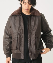 CORISCO（コリスコ）の「フェイクレザー衿ファー脱着薄中綿ブルゾン(M1)（ブルゾン）」