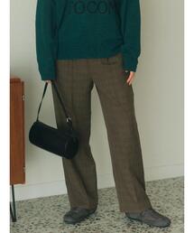 Samansa Mos2 blue | カチオン染めチェックパンツ(その他パンツ)