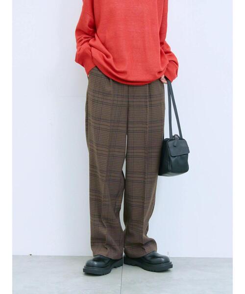 Samansa Mos2 blue(サマンサモスモスブルー)の「カチオン染めチェックパンツ(その他パンツ・レディース・ネイビー/ベージュ/ブラウン/グレー・F)」の3枚目の写真