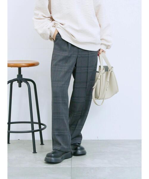Samansa Mos2 blue（サマンサモスモスブルー）の「カチオン染めチェックパンツ（その他パンツ・レディース・ネイビー/ベージュ/ブラウン/グレー・F）」の6枚目の写真