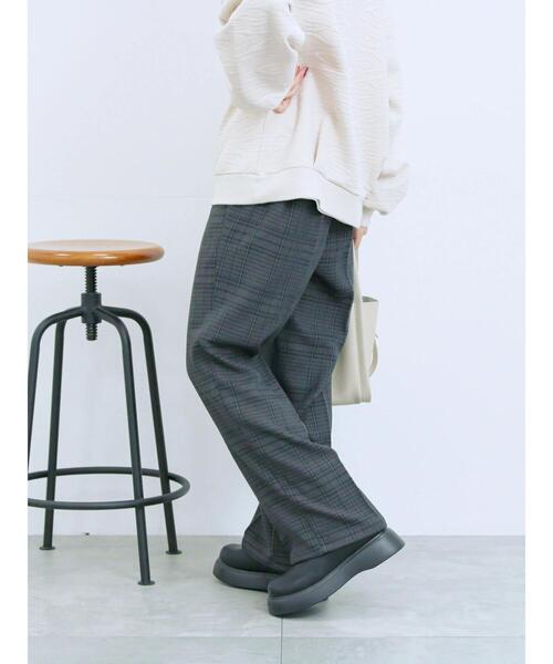 Samansa Mos2 blue（サマンサモスモスブルー）の「カチオン染めチェックパンツ（その他パンツ・レディース・ネイビー/ベージュ/ブラウン/グレー・F）」の9枚目の写真