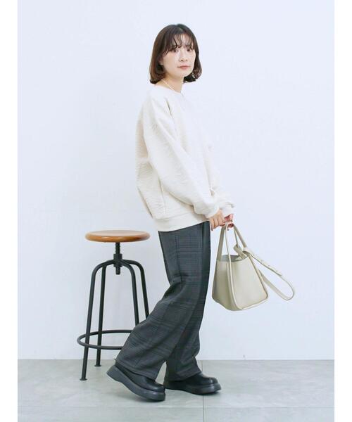 Samansa Mos2 blue（サマンサモスモスブルー）の「カチオン染めチェックパンツ（その他パンツ・レディース・ネイビー/ベージュ/ブラウン/グレー・F）」の11枚目の写真