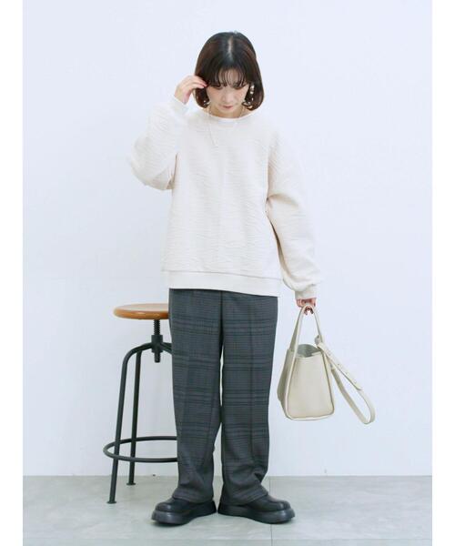 Samansa Mos2 blue（サマンサモスモスブルー）の「カチオン染めチェックパンツ（その他パンツ・レディース・ネイビー/ベージュ/ブラウン/グレー・F）」の12枚目の写真