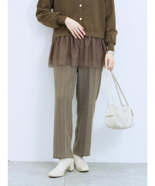 Samansa Mos2 blue（サマンサモスモスブルー）の「カチオン染めチェックパンツ（その他パンツ・レディース・ネイビー/ベージュ/ブラウン/グレー・F）」の13枚目の写真