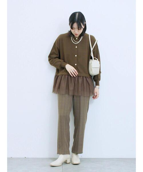 Samansa Mos2 blue（サマンサモスモスブルー）の「カチオン染めチェックパンツ（その他パンツ・レディース・ネイビー/ベージュ/ブラウン/グレー・F）」の17枚目の写真