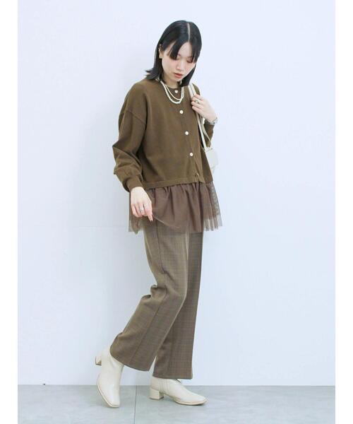 Samansa Mos2 blue（サマンサモスモスブルー）の「カチオン染めチェックパンツ（その他パンツ・レディース・ネイビー/ベージュ/ブラウン/グレー・F）」の18枚目の写真