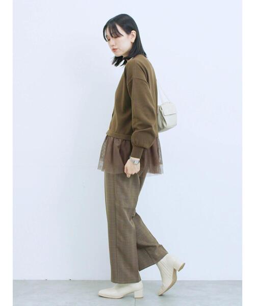 Samansa Mos2 blue（サマンサモスモスブルー）の「カチオン染めチェックパンツ（その他パンツ・レディース・ネイビー/ベージュ/ブラウン/グレー・F）」の20枚目の写真