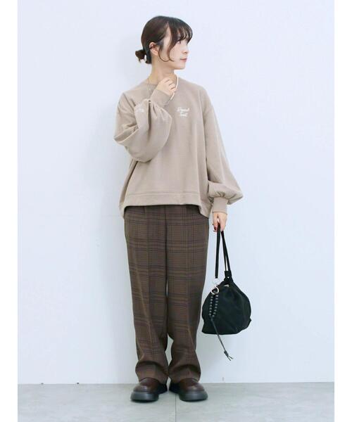 Samansa Mos2 blue(サマンサモスモスブルー)の「カチオン染めチェックパンツ(その他パンツ・レディース・ネイビー/ベージュ/ブラウン/グレー・F)」の15枚目の写真