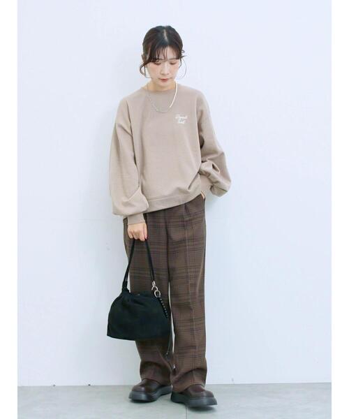 Samansa Mos2 blue(サマンサモスモスブルー)の「カチオン染めチェックパンツ(その他パンツ・レディース・ネイビー/ベージュ/ブラウン/グレー・F)」の17枚目の写真