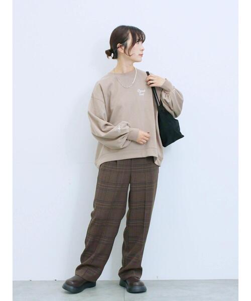 Samansa Mos2 blue(サマンサモスモスブルー)の「カチオン染めチェックパンツ(その他パンツ・レディース・ネイビー/ベージュ/ブラウン/グレー・F)」の18枚目の写真