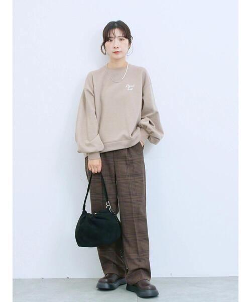 Samansa Mos2 blue(サマンサモスモスブルー)の「カチオン染めチェックパンツ(その他パンツ・レディース・ネイビー/ベージュ/ブラウン/グレー・F)」の19枚目の写真