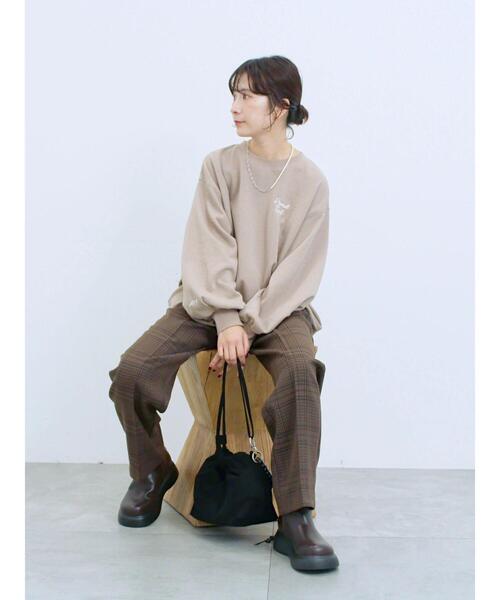 Samansa Mos2 blue(サマンサモスモスブルー)の「カチオン染めチェックパンツ(その他パンツ・レディース・ネイビー/ベージュ/ブラウン/グレー・F)」の21枚目の写真