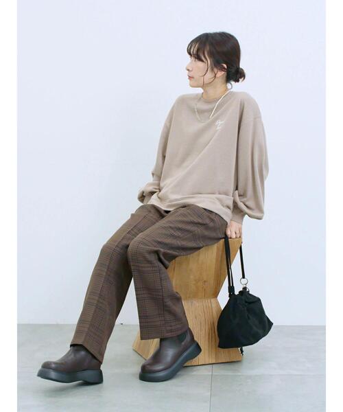 Samansa Mos2 blue(サマンサモスモスブルー)の「カチオン染めチェックパンツ(その他パンツ・レディース・ネイビー/ベージュ/ブラウン/グレー・F)」の22枚目の写真