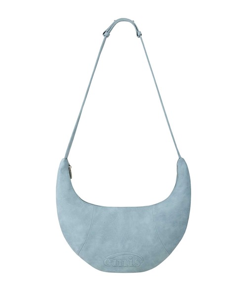 EMIS(イミス)の「LOGO EMBOSSED HALF MOON BAG(ショルダーバッグ・レディース・ブラック/ライトブルー・FREE)」の2枚目の写真