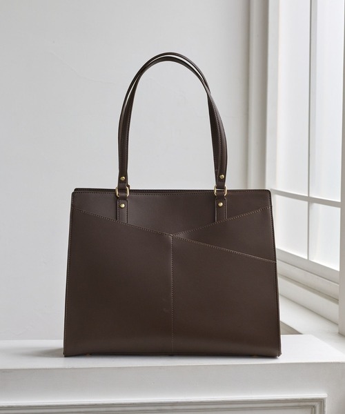 12Twelve Agenda(トゥエルブ アジェンダ)の「軽量アウトポケットA4トートバッグ(トートバッグ・レディース・チャコールグレー/ブラウン/グレイッシュベージュ/ブラック/ダークブラウン・FREE)」の3枚目の写真