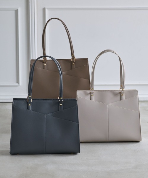 12Twelve Agenda（トゥエルブ　アジェンダ）の「軽量アウトポケットA4トートバッグ（トートバッグ・レディース・チャコールグレー/ブラウン/グレイッシュベージュ・FREE）」の4枚目の写真