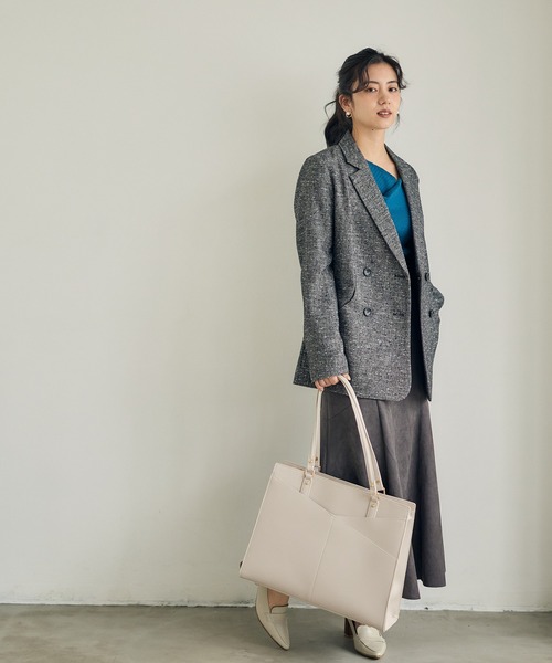 12Twelve Agenda（トゥエルブ　アジェンダ）の「軽量アウトポケットA4トートバッグ（トートバッグ・レディース・チャコールグレー/ブラウン/グレイッシュベージュ・FREE）」の15枚目の写真