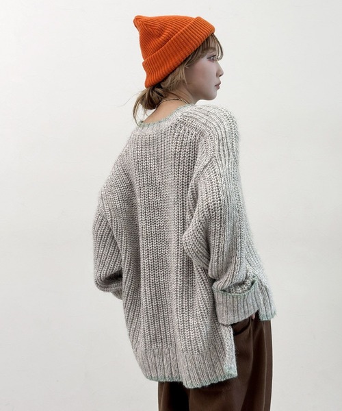 niko and...（ニコアンド）の「[MODE NORM CORE] カラートリミングクループルオーバー（ニット/セーター・レディース・ブラック/アイボリー/ブルー・MEDIUM/LARGE）」の4枚目の写真