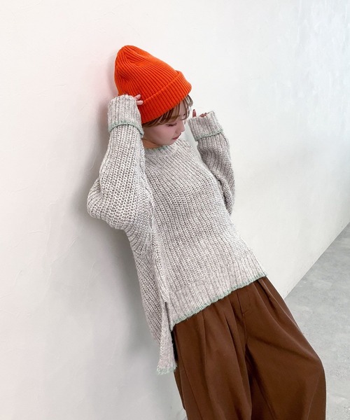 niko and...（ニコアンド）の「[MODE NORM CORE] カラートリミングクループルオーバー（ニット/セーター・レディース・ブラック/アイボリー/ブルー・MEDIUM/LARGE）」の5枚目の写真