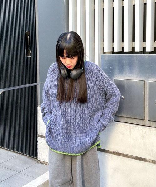 niko and...（ニコアンド）の「[MODE NORM CORE] カラートリミングクループルオーバー（ニット/セーター・レディース・ブラック/アイボリー/ブルー・MEDIUM/LARGE）」の7枚目の写真