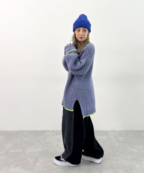 niko and...（ニコアンド）の「[MODE NORM CORE] カラートリミングクループルオーバー（ニット/セーター・レディース・ブラック/アイボリー/ブルー・MEDIUM/LARGE）」の10枚目の写真