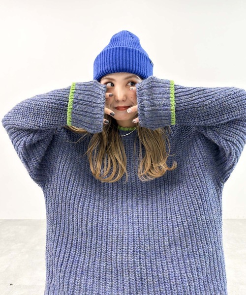 niko and...（ニコアンド）の「[MODE NORM CORE] カラートリミングクループルオーバー（ニット/セーター・レディース・ブラック/アイボリー/ブルー・MEDIUM/LARGE）」の12枚目の写真