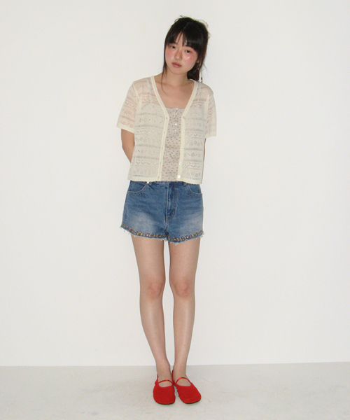 RONRON（ロンロン）の「BREEZY SCOTCH SUMMER KNIT CARDIGAN IVORY（カーディガン/ボレロ・レディース・その他・FREE）」の2枚目の写真