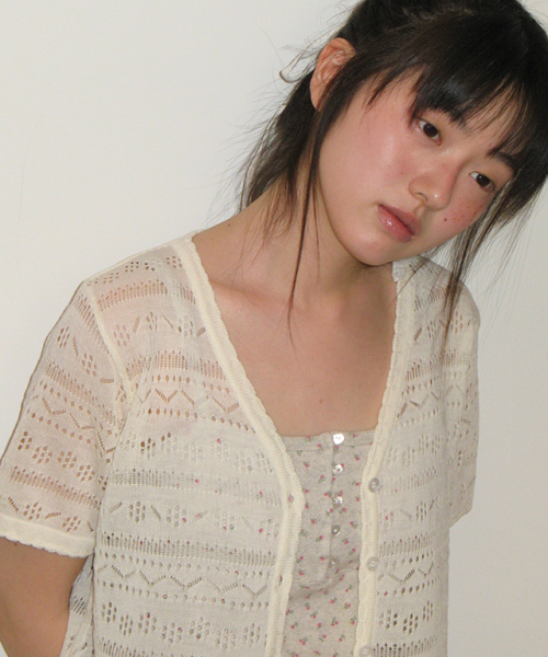 RONRON（ロンロン）の「BREEZY SCOTCH SUMMER KNIT CARDIGAN IVORY（カーディガン/ボレロ・レディース・その他・FREE）」の3枚目の写真