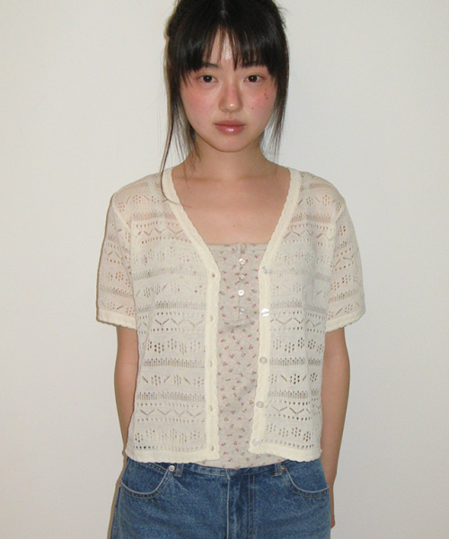 RONRON（ロンロン）の「BREEZY SCOTCH SUMMER KNIT CARDIGAN IVORY（カーディガン/ボレロ・レディース・その他・FREE）」の4枚目の写真