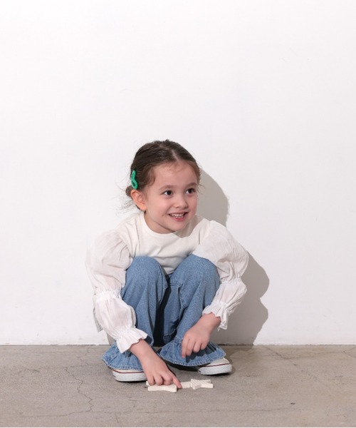 Ocean&Ground（オーシャン&グラウンド）の「ﾎﾞﾘｭｰﾑｽﾘｰﾌﾞﾛﾝT（Tシャツ/カットソー・キッズ・ホワイト・130/120/110/100/90/80/140）」の2枚目の写真