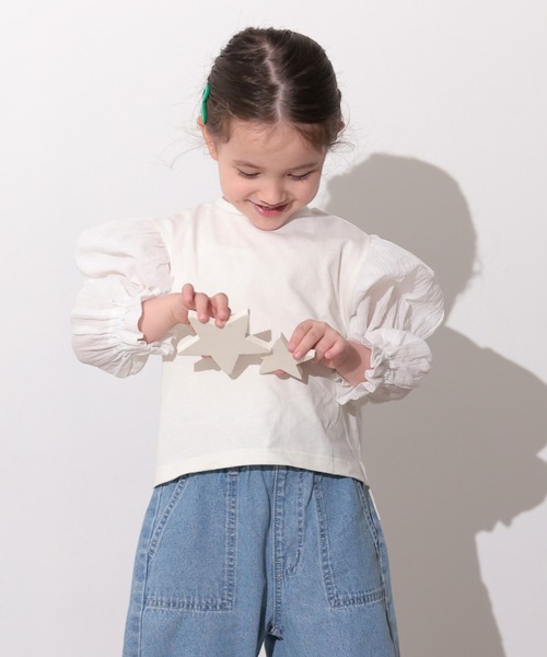 Ocean&Ground（オーシャン&グラウンド）の「ﾎﾞﾘｭｰﾑｽﾘｰﾌﾞﾛﾝT（Tシャツ/カットソー・キッズ・ホワイト・130/120/110/100/90/80/140）」の10枚目の写真