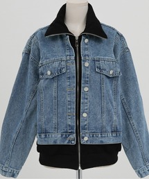 CHUL（チュル）の「スウェットパーカーレイヤード風デニムジャケット（デニムジャケット）」