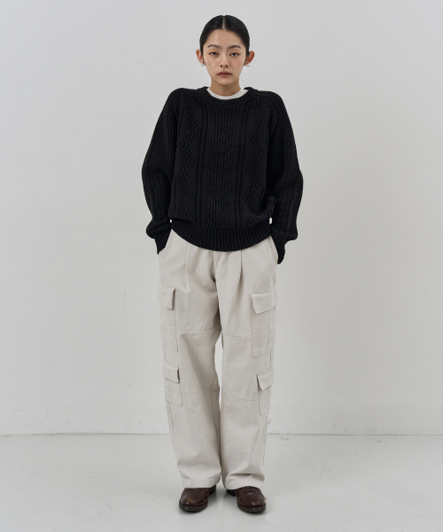 NUAKLE(ヌアクル)の「(w) フィールドワイドカーゴパンツ_ソフトクリーム(その他パンツ・レディース・その他・2/1)」の4枚目の写真