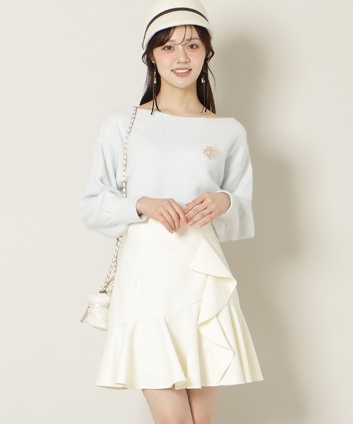 WILLSELECTION（ウィルセレクション）の「アシメラッフルフリルミニスカート（スカート・レディース・オフホワイト/チャコールグレー/ブラック・FREE）」の2枚目の写真