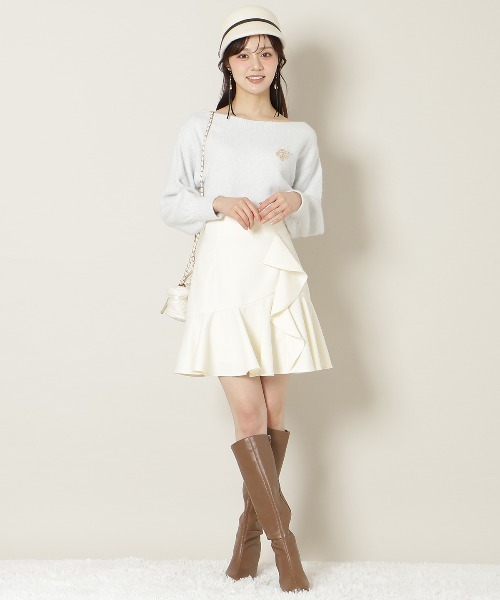 WILLSELECTION（ウィルセレクション）の「アシメラッフルフリルミニスカート（スカート・レディース・オフホワイト/チャコールグレー/ブラック・FREE）」の4枚目の写真