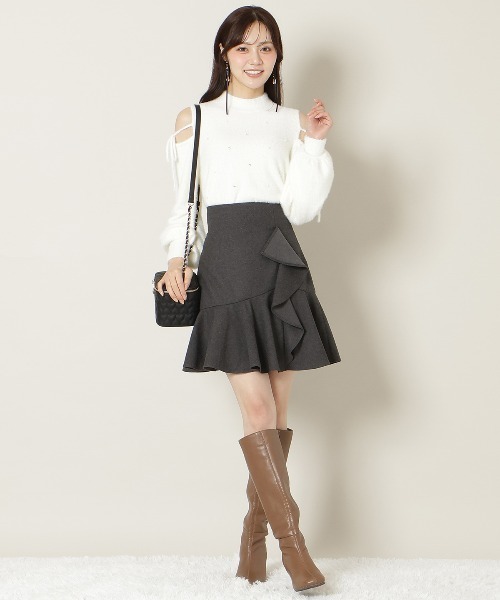 WILLSELECTION（ウィルセレクション）の「アシメラッフルフリルミニスカート（スカート・レディース・オフホワイト/チャコールグレー/ブラック・FREE）」の18枚目の写真
