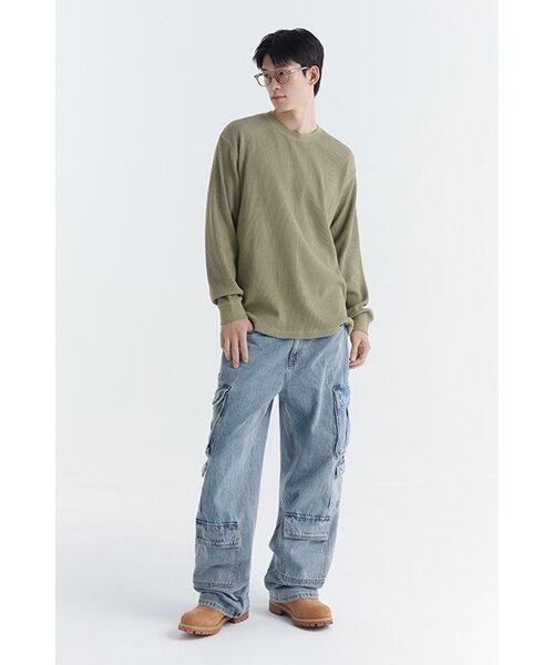 MUSINSA STANDARD（ムシンサスタンダード）の「ワッフルリラックスクルーネック長袖Tシャツ[セージ]（Tシャツ/カットソー・メンズ・その他・SMALL/MEDIUM/LARGE/X-LARGE/XX-LARGE/XXX-LARGE）」の9枚目の写真