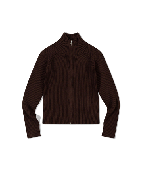 MOAA(モア)の「Ribbed Mock Neck Zip-Up (BROWN)(ニット/セーター・レディース・その他・SMALL/MEDIUM)」の2枚目の写真