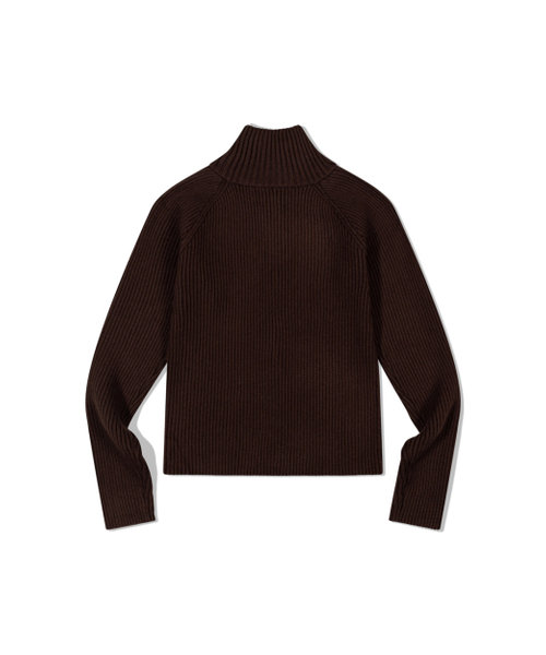 MOAA(モア)の「Ribbed Mock Neck Zip-Up (BROWN)(ニット/セーター・レディース・その他・SMALL/MEDIUM)」の3枚目の写真