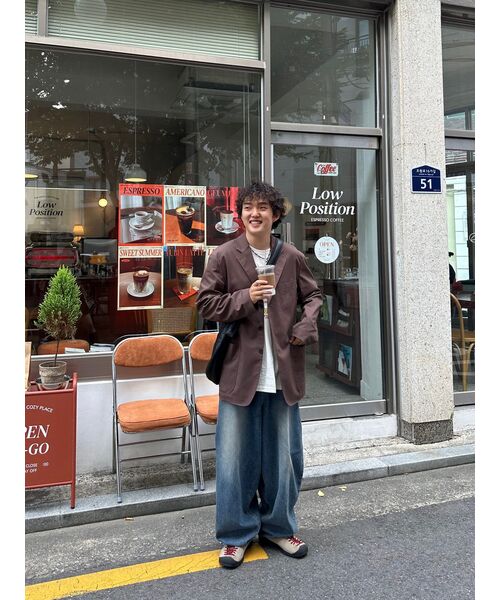 MUSINSA STANDARD(ムシンサスタンダード)の「パパショルダーオーバーサイズブレザー【ダスティベージュ】(テーラードジャケット・メンズ・その他・MEDIUM/LARGE/X-LARGE/XX-LARGE)」の19枚目の写真