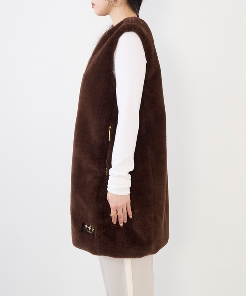 TATRAS】エコファーノーカラーロングベスト-POLLINA（その他アウター