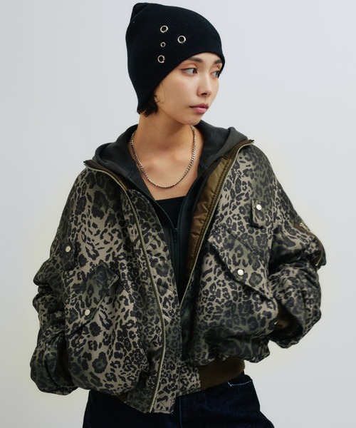 atmos pink（アトモスピンク）の「atmos pink Bomber Jacket / アトモス ピンク ボンバー ジャケット（その他アウター・レディース・カーキ/レオパード・FREE）」の3枚目の写真